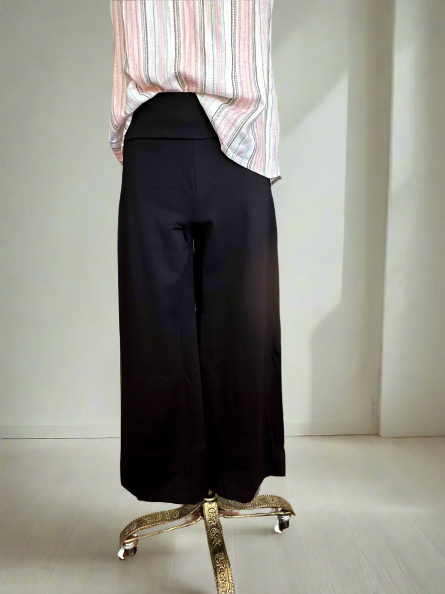 Maye Magic Wide Leg Cropped Pants - Black