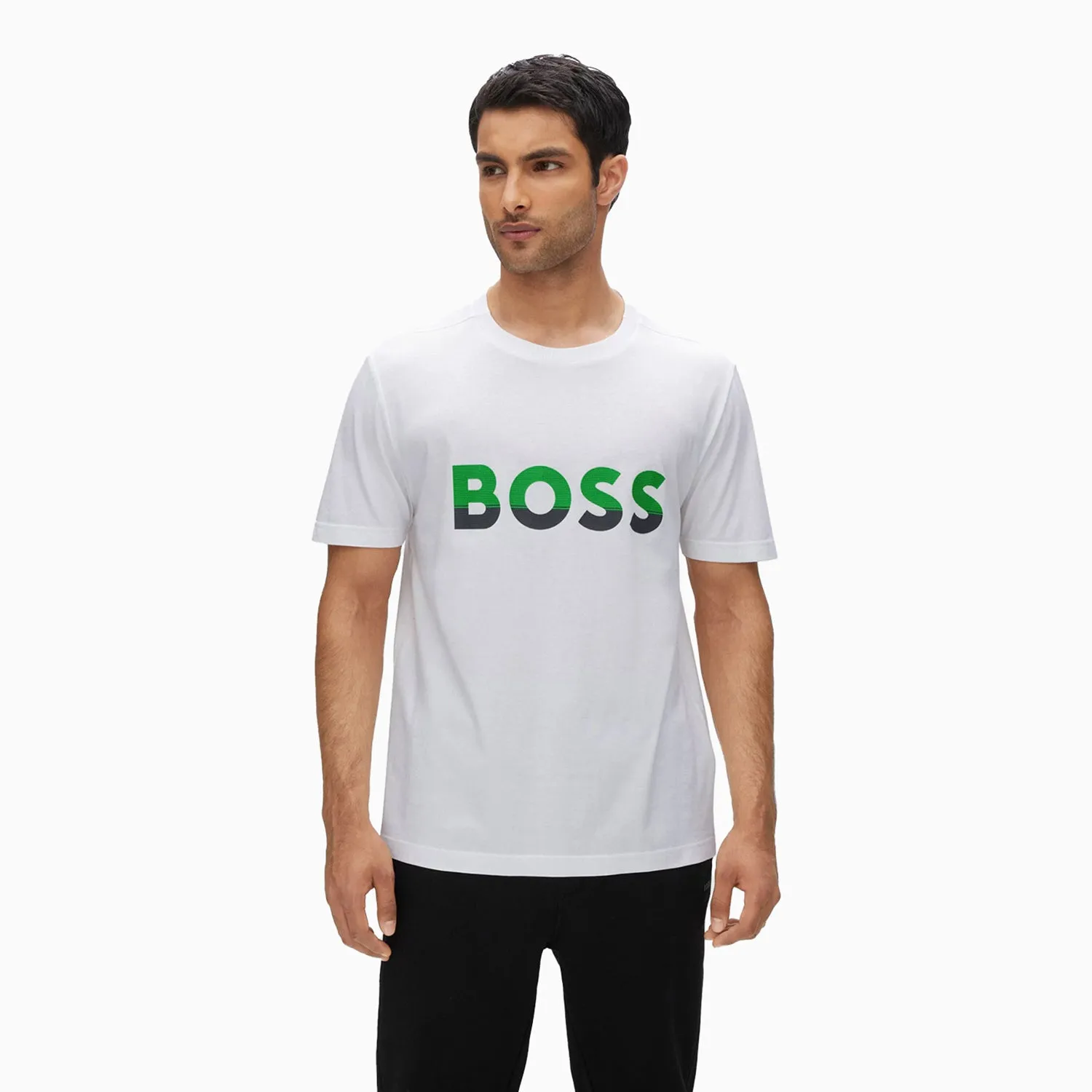 Men's Cotton Jersey T-shirt With Color Blocked Logo Print
