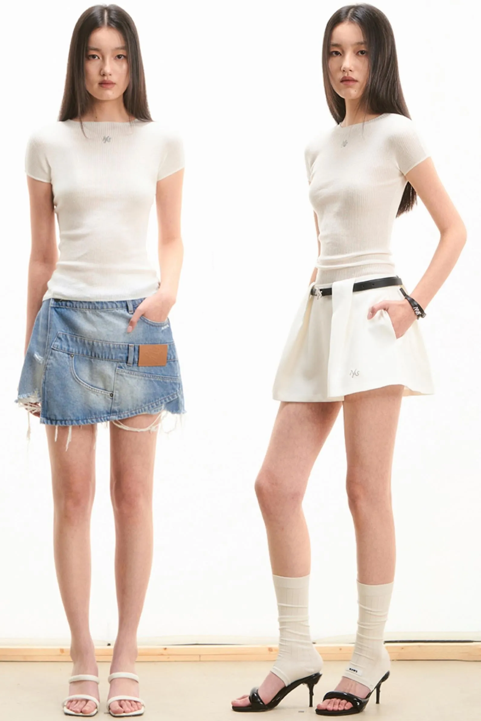 Merino Wool Peplum Knit T-shirt