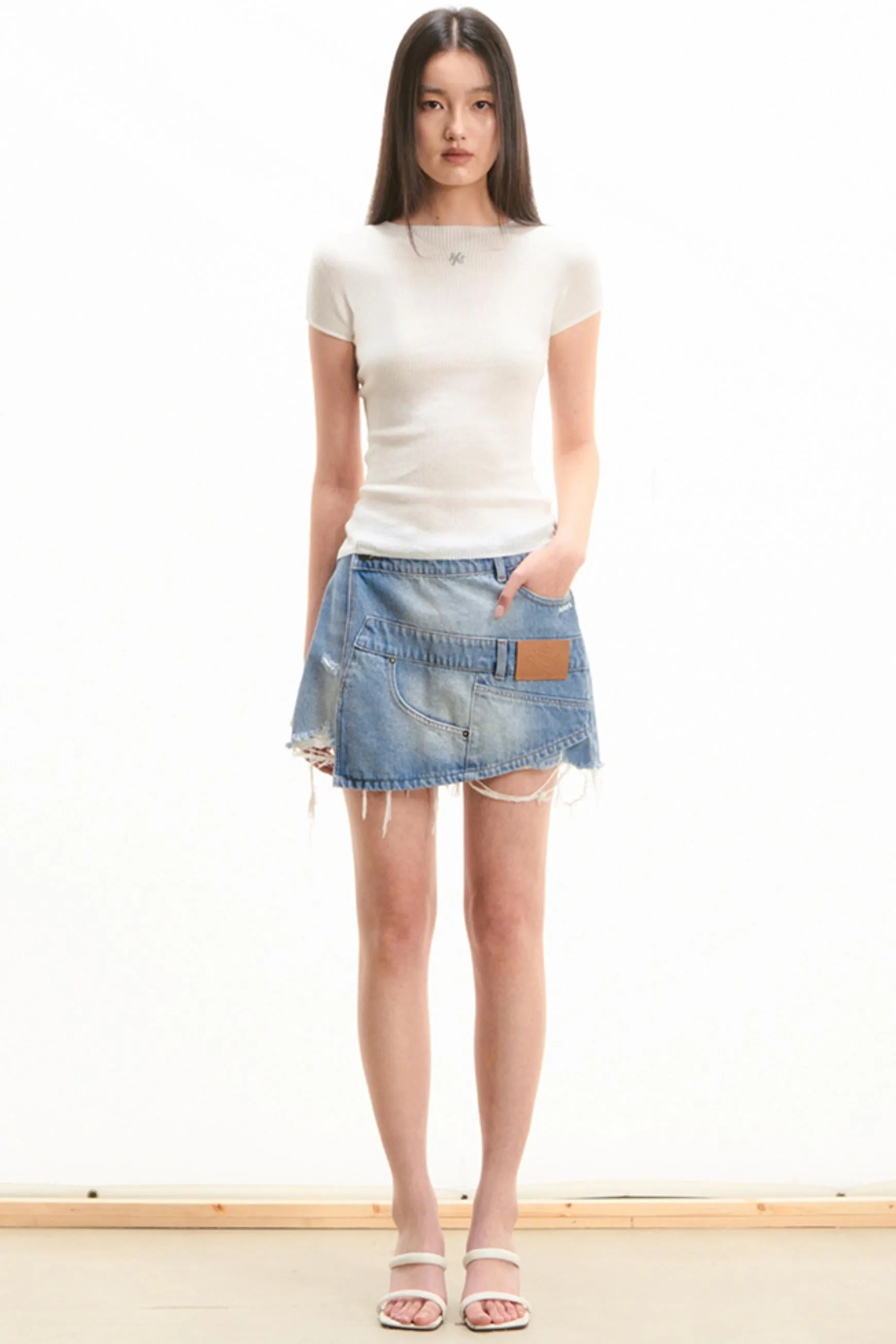 Merino Wool Peplum Knit T-shirt