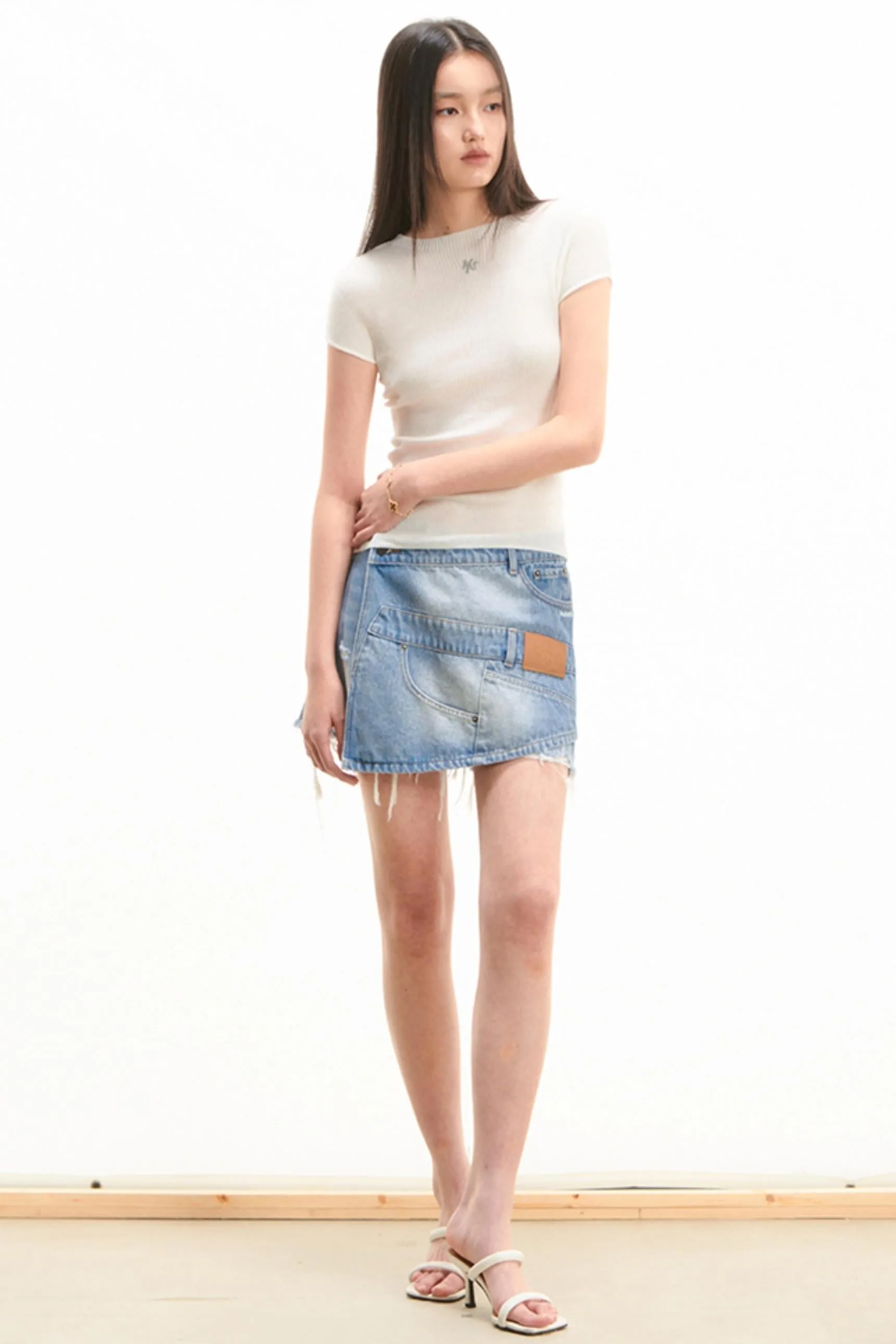 Merino Wool Peplum Knit T-shirt