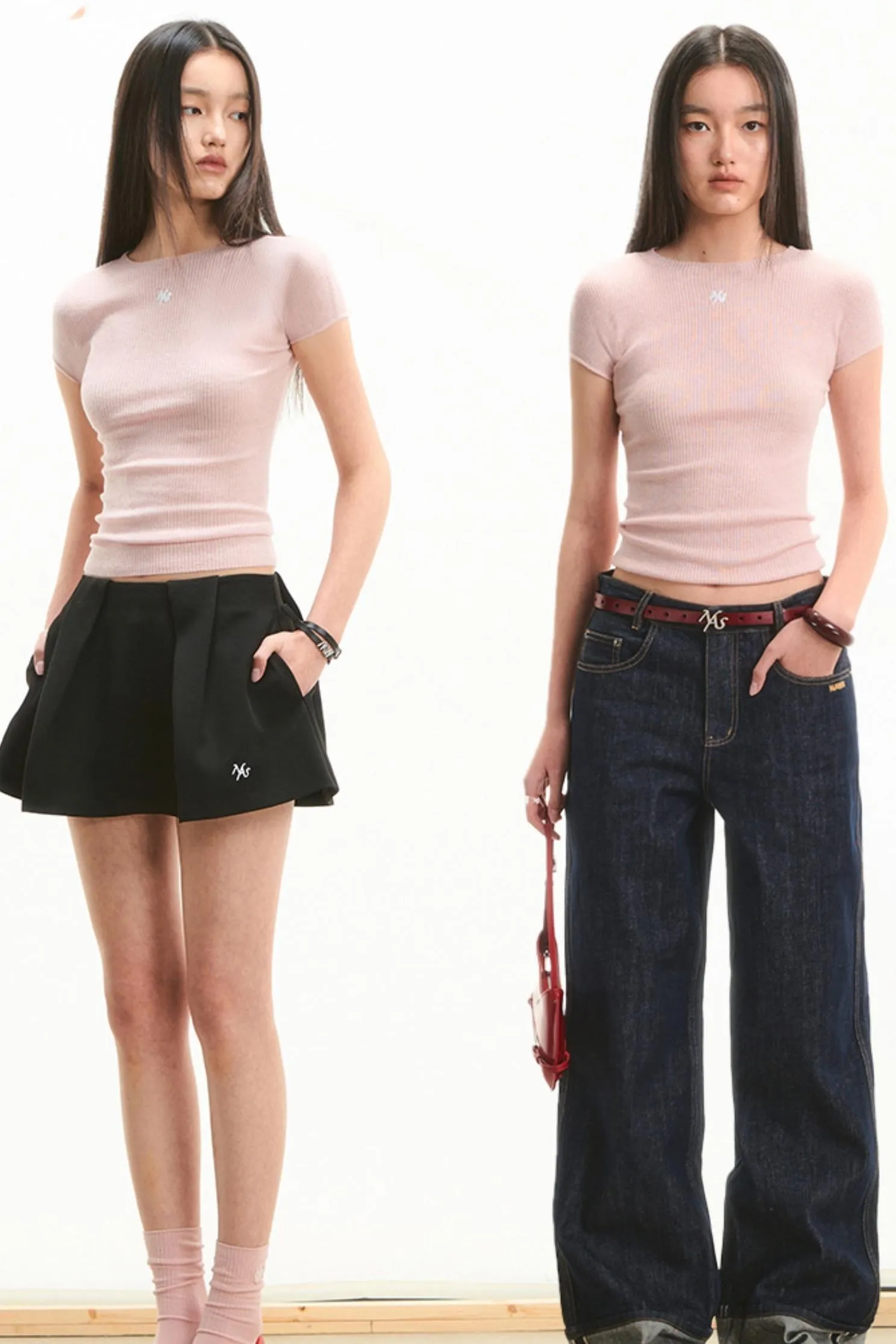 Merino Wool Peplum Knit T-shirt