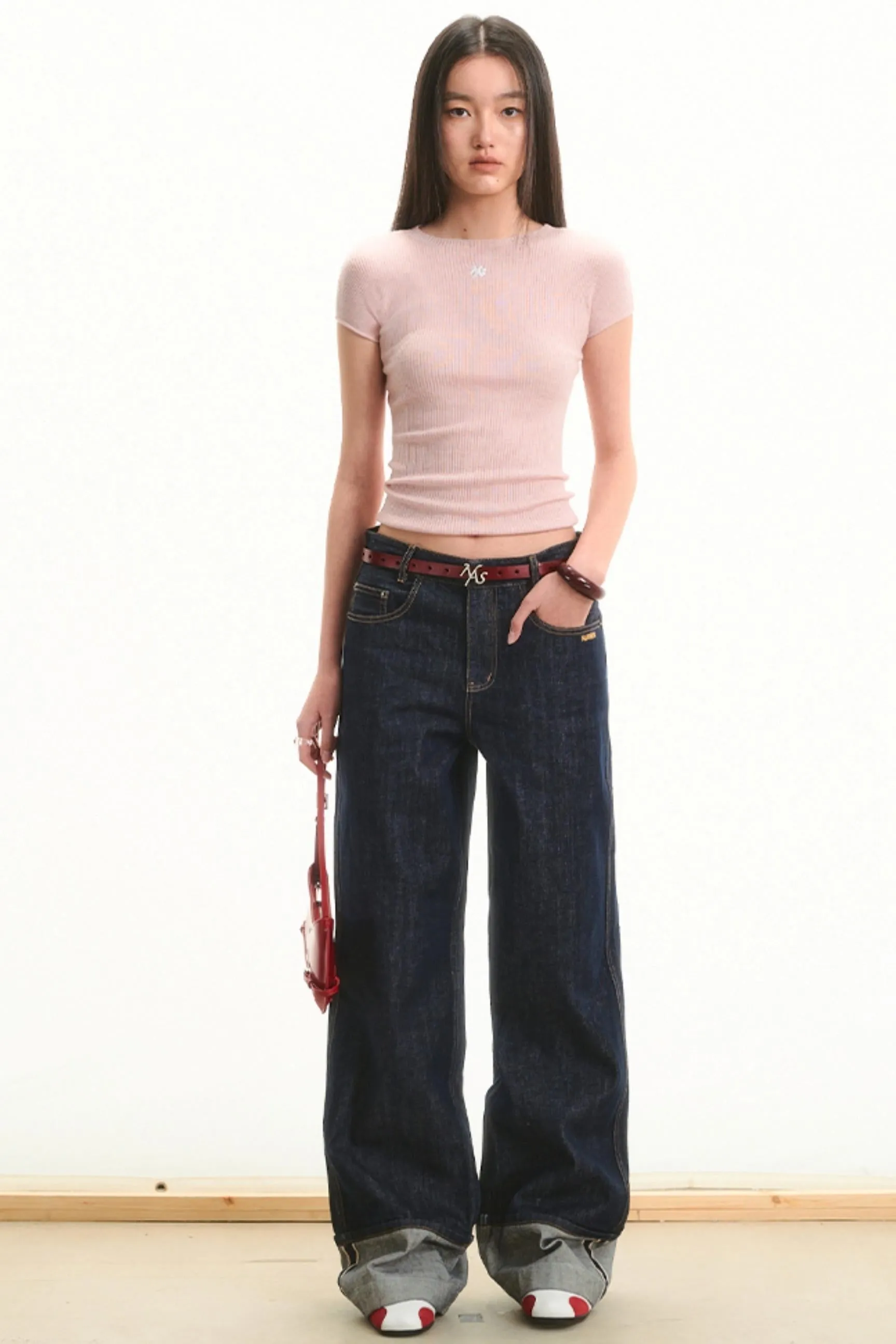 Merino Wool Peplum Knit T-shirt