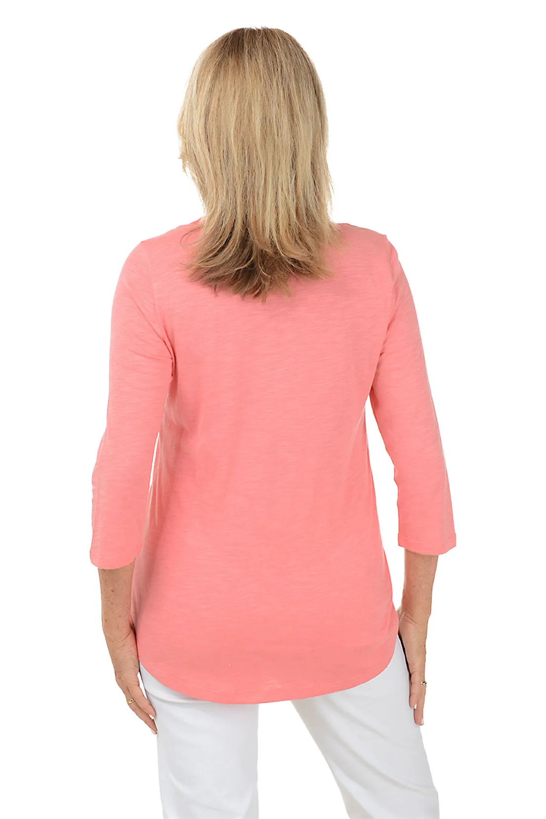 Mesh V-Neck 3/4 Sleeve Top