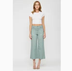 Mica Mint Green Cropped Wide Leg Pants