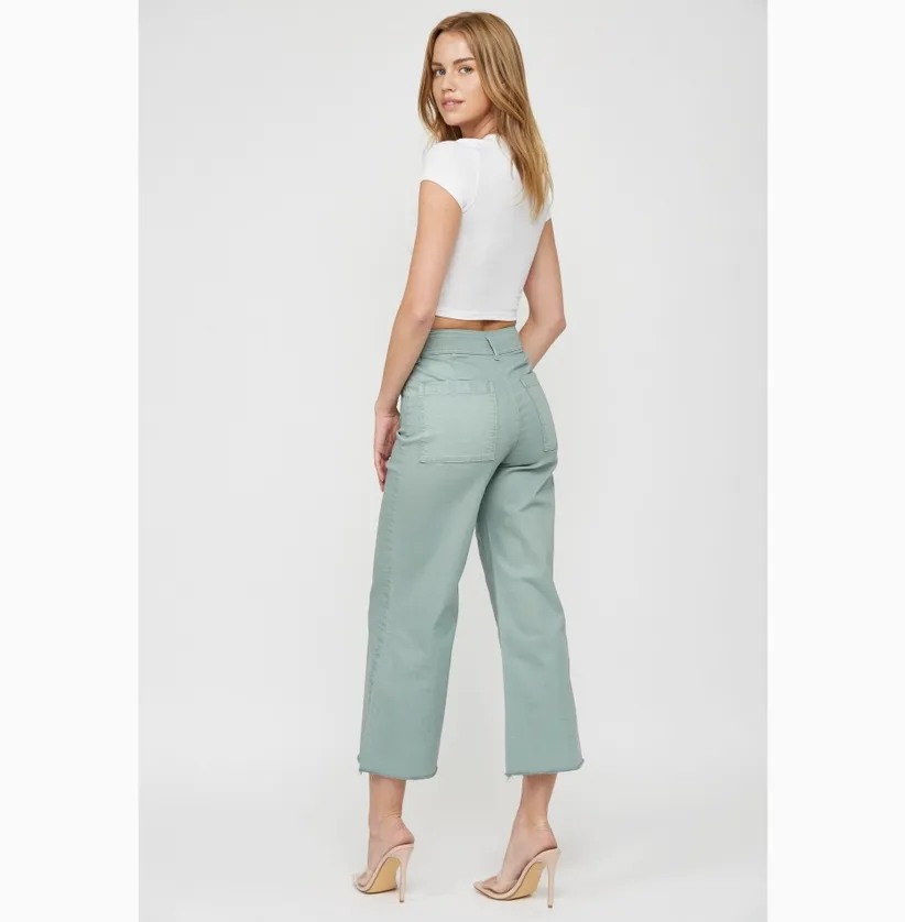 Mica Mint Green Cropped Wide Leg Pants