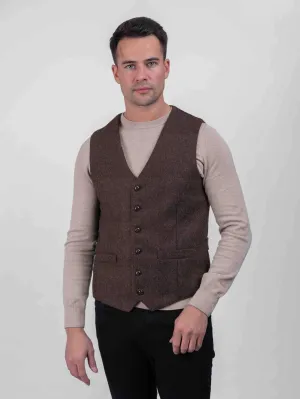 Mid Brown Tweed Waistcoat & Vest