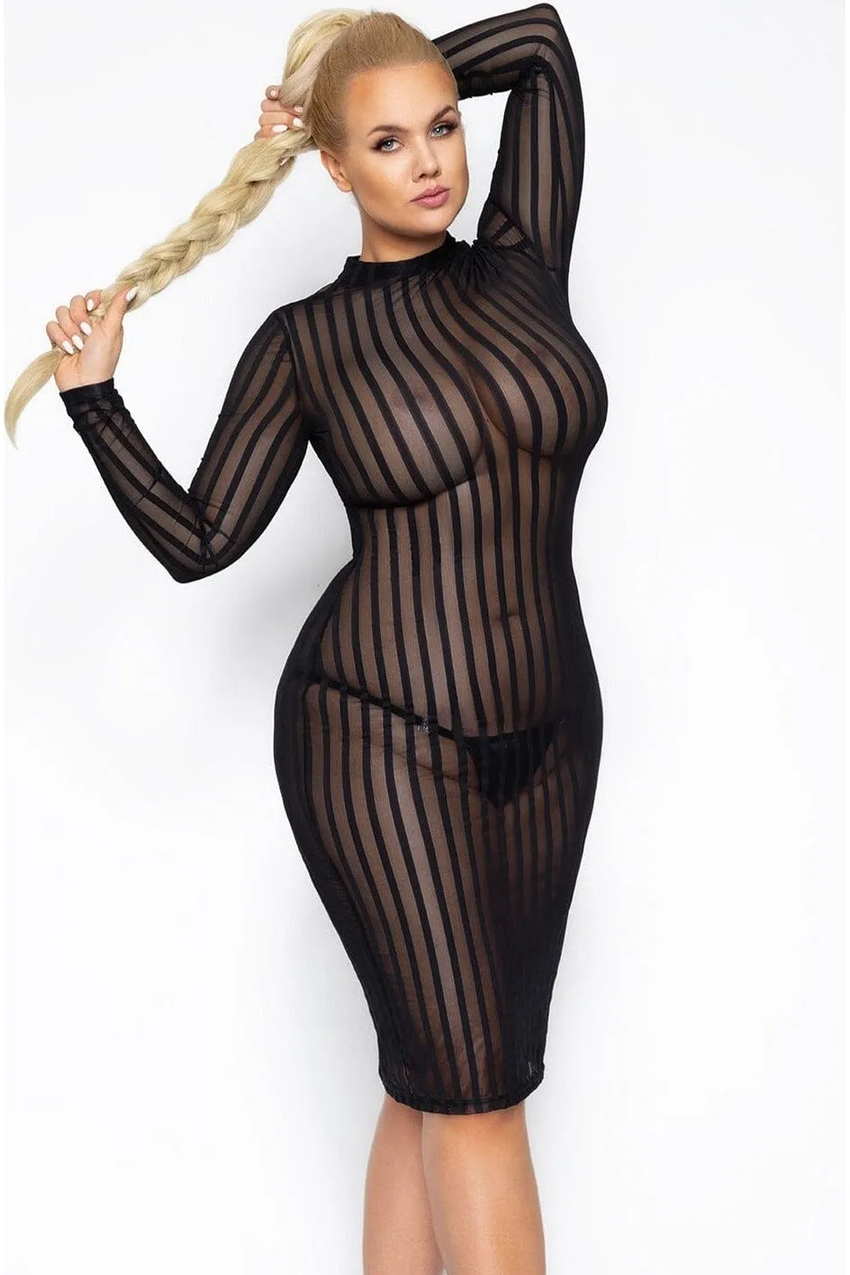 Midi Dress Made Of Elastic Tulle