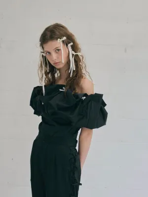 Mini Ribbon Off-shoulder Volume Tops