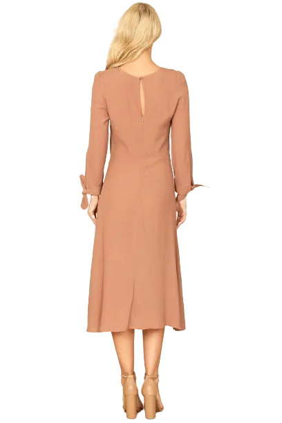 Mocha Cuff Tie Long Sleeve Solid Midi Dress - Pack of 5