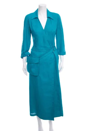 Mugler Teal Long Wrap Jacket SZ 38