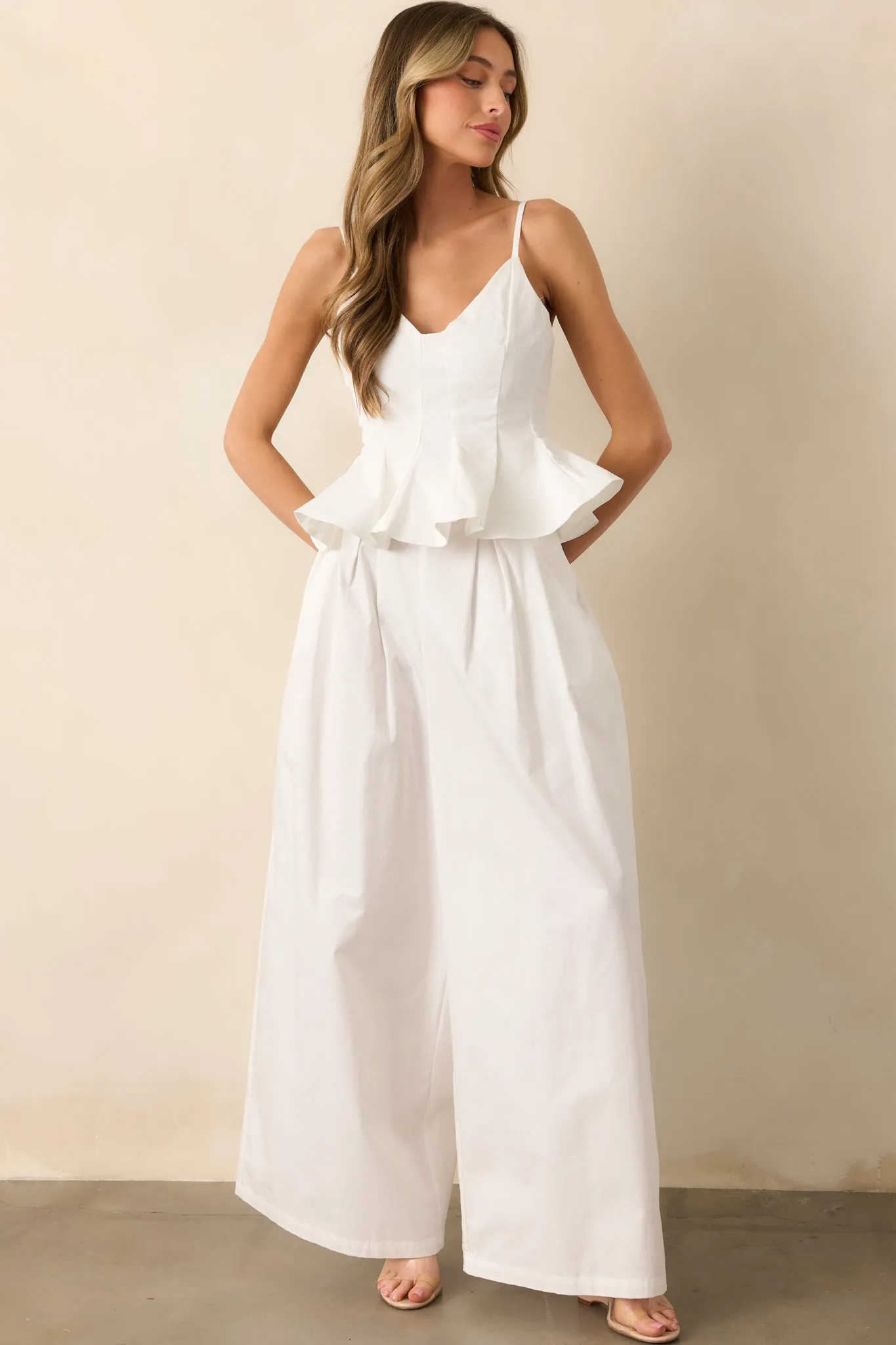 My Only Muse White Sleeveless Peplum Crop Top