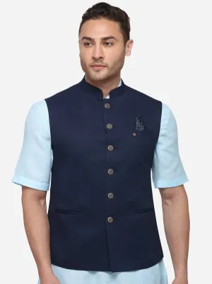 Navy Blue Bandhgala Jacket | Greenfibre