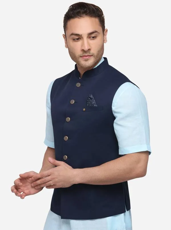 Navy Blue Bandhgala Jacket | Greenfibre