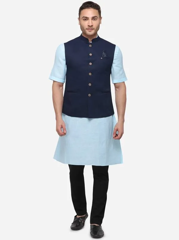 Navy Blue Bandhgala Jacket | Greenfibre