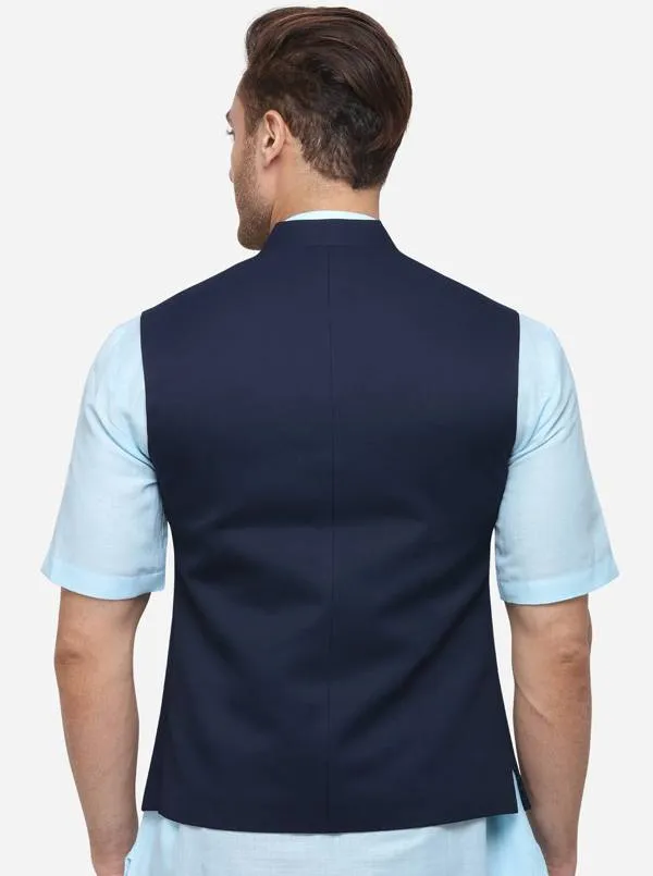 Navy Blue Bandhgala Jacket | Greenfibre
