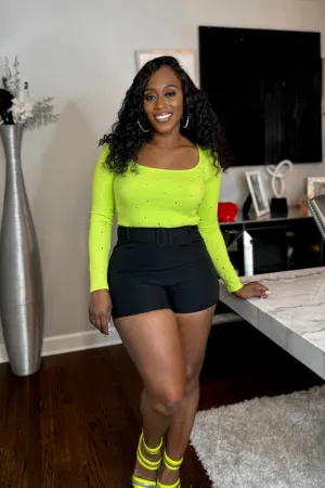 NEON GREEN BLING TOP