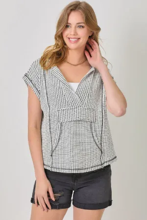 NOTCHED V-NECK OVERSIZED HOODIE