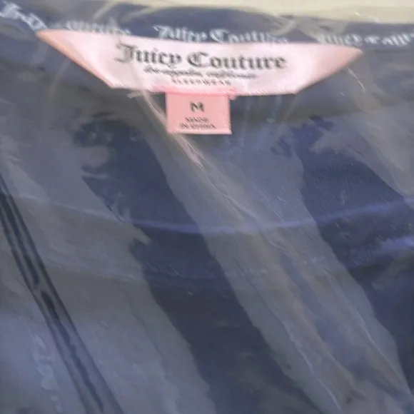 NWT JUICY COUTURE Velour Fitted Top And Wide Leg Pants Lounge Set in Royal Navy