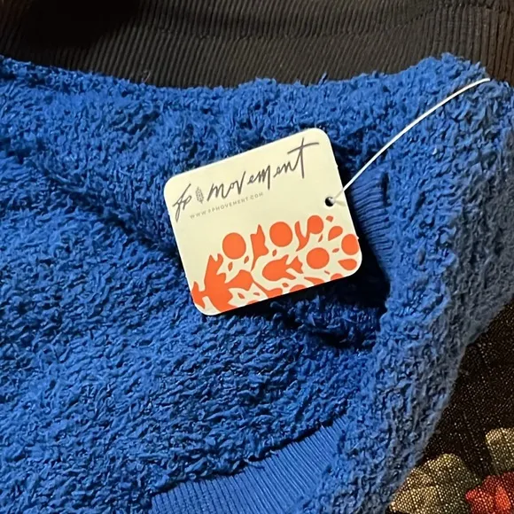 NWT WOMENS FREE MOVEMENT BY FREE PEOPLE CUDDLE UP BLUE FLEECE TIE WAIST PANTS M