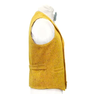 O Brien Yellow  Herringbone  Tweed Waistcoat with Silk  and Revere