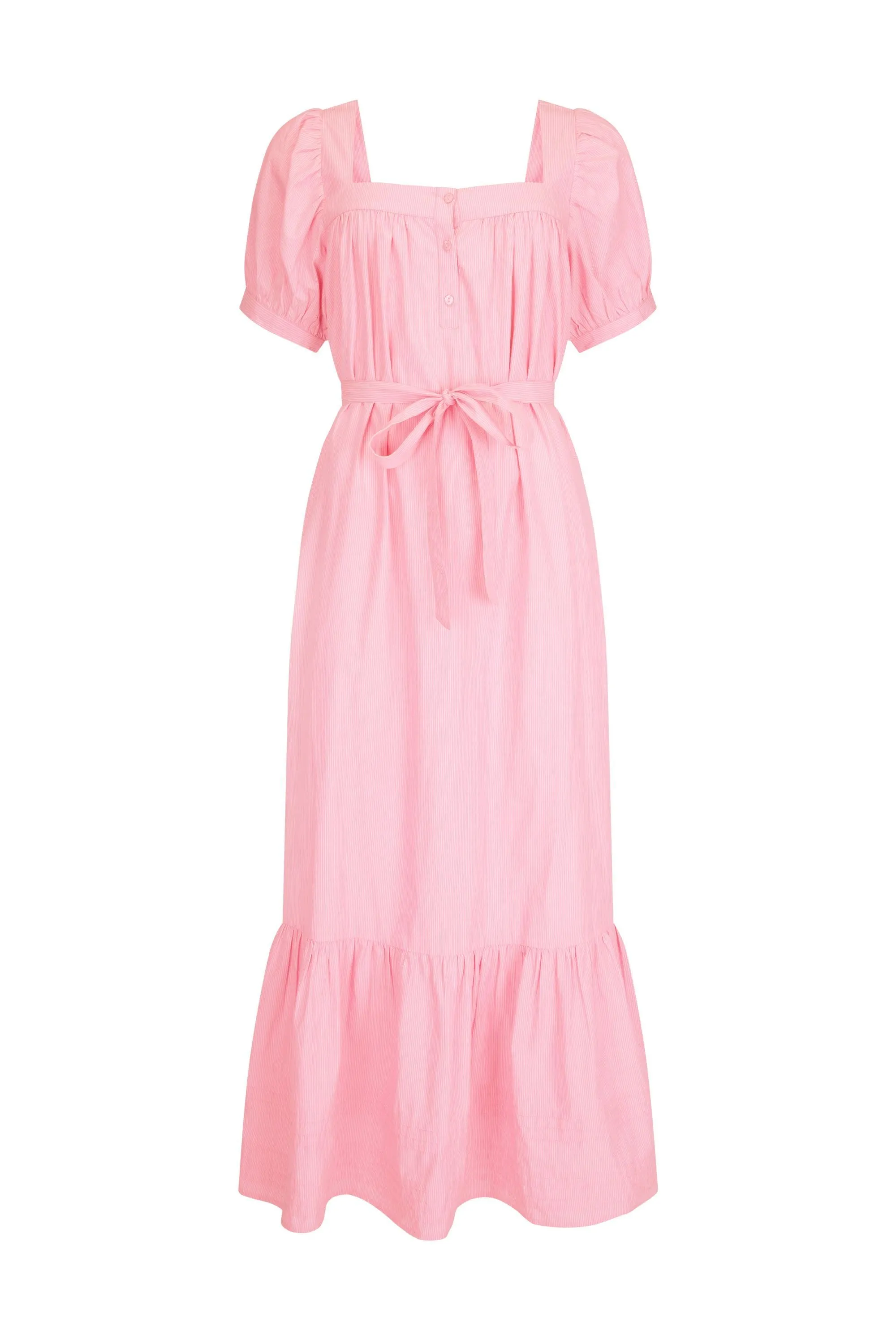 Oak Meadow - Gigi Midi Dress in Juni Rose Pinstripe