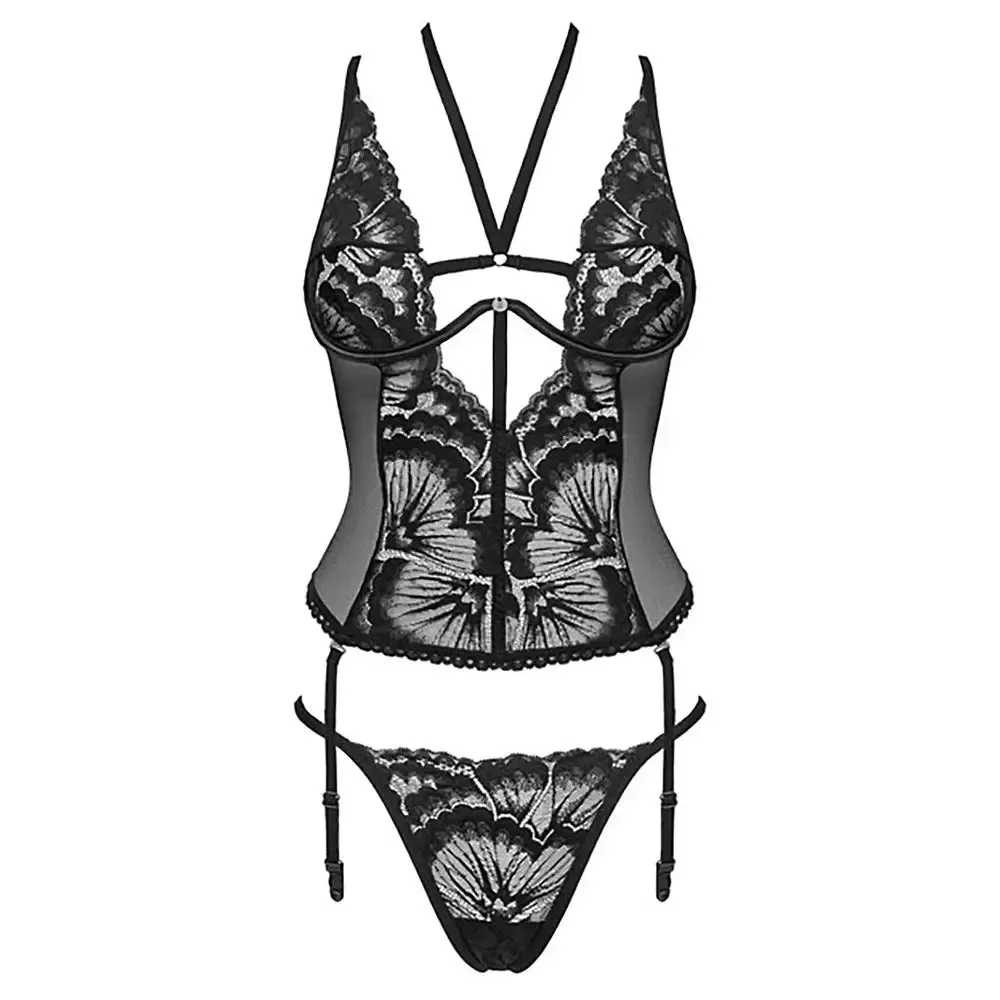 Obsessive Sexy Wet Look Black Corset for Her
