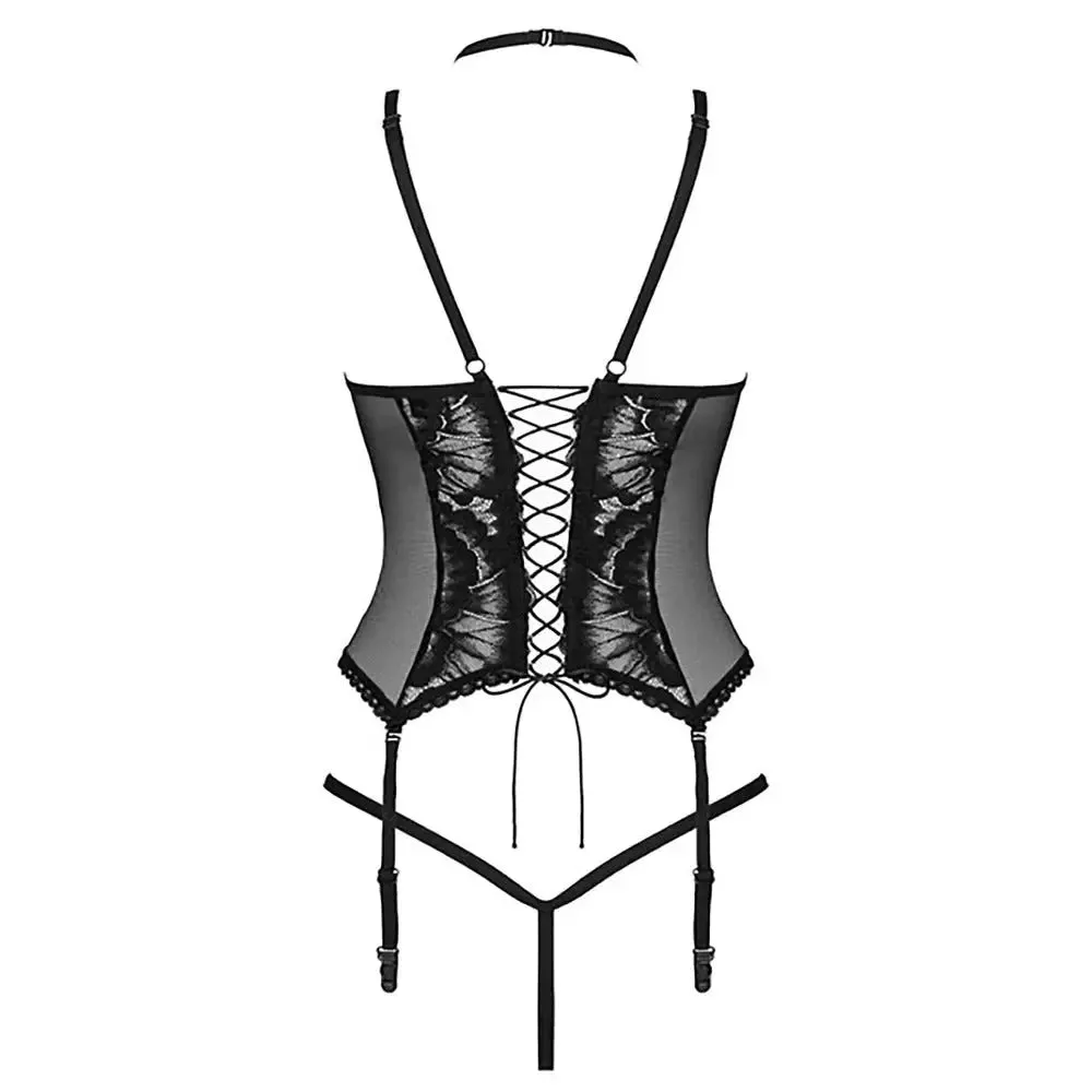 Obsessive Sexy Wet Look Black Corset for Her