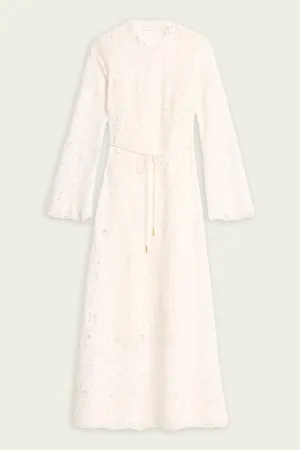 Ottie Embroidered Long Dress in Ivory