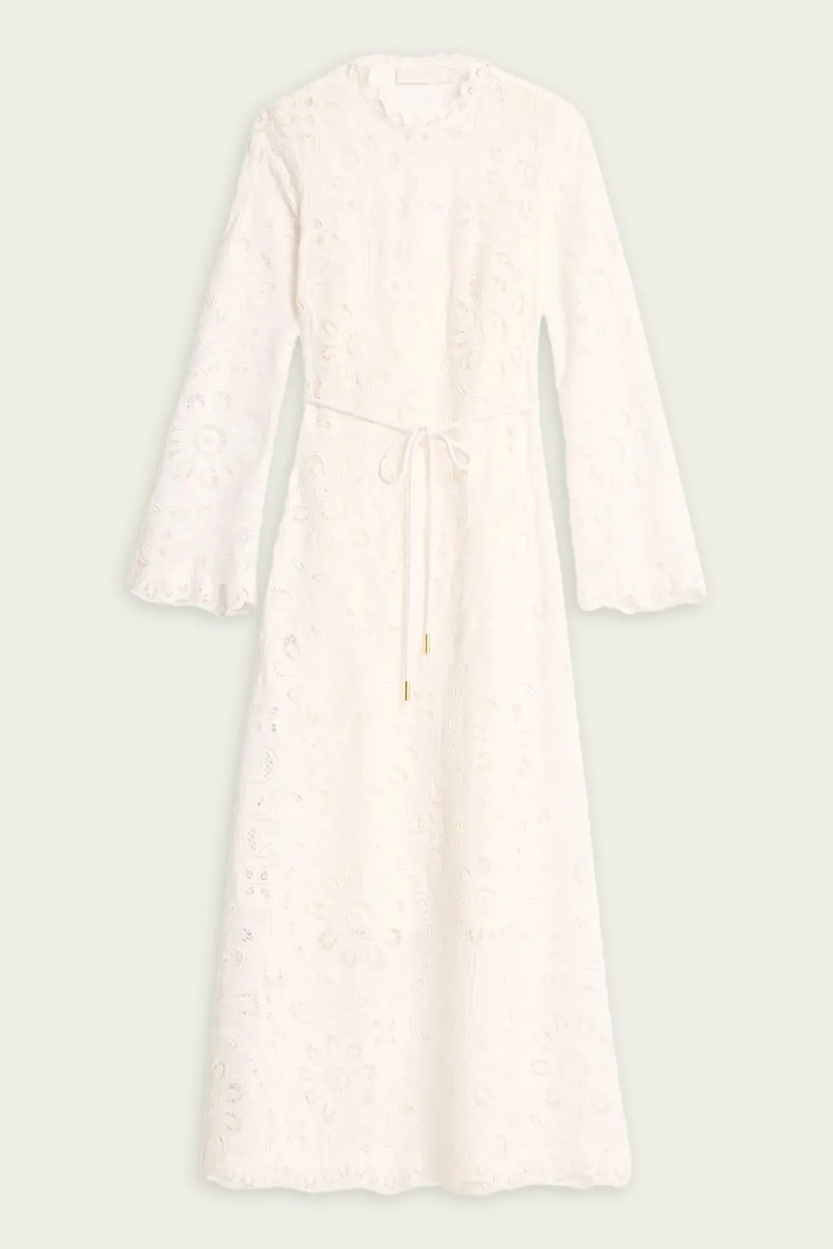 Ottie Embroidered Long Dress in Ivory
