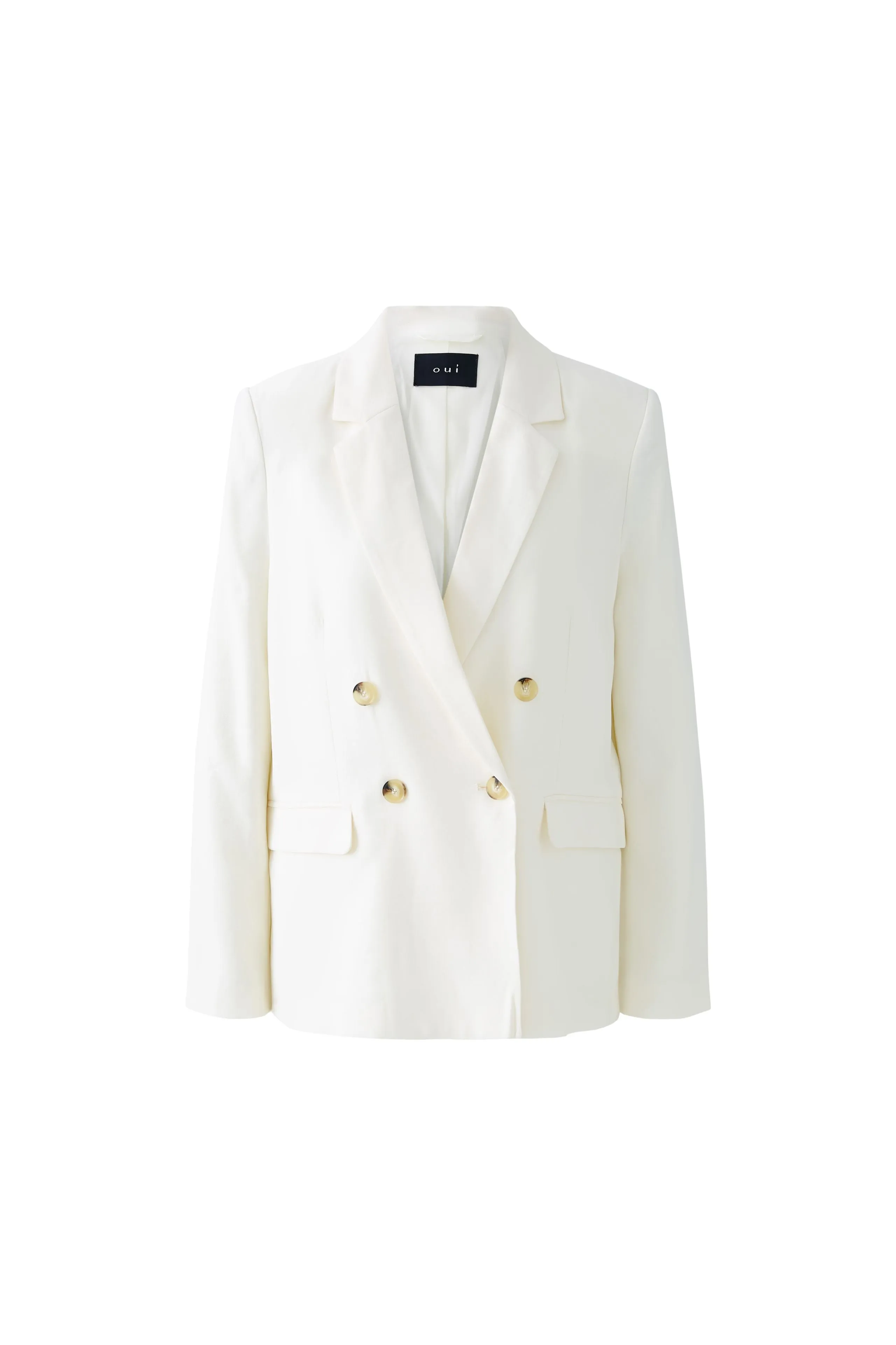 Oui Cream Double Breasted Blazer