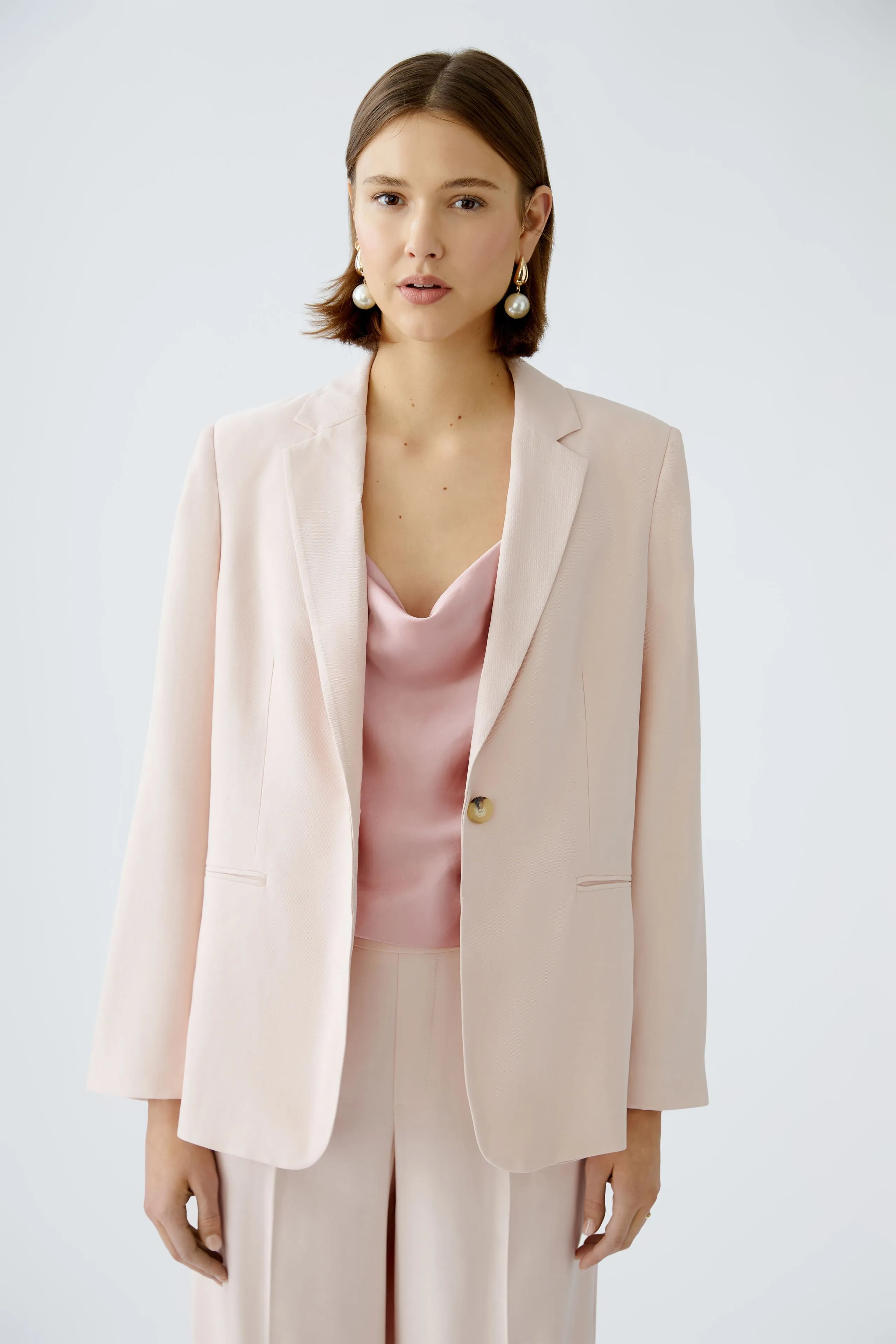 Oui Peach Whip Light Pink Casual Cut Blazer