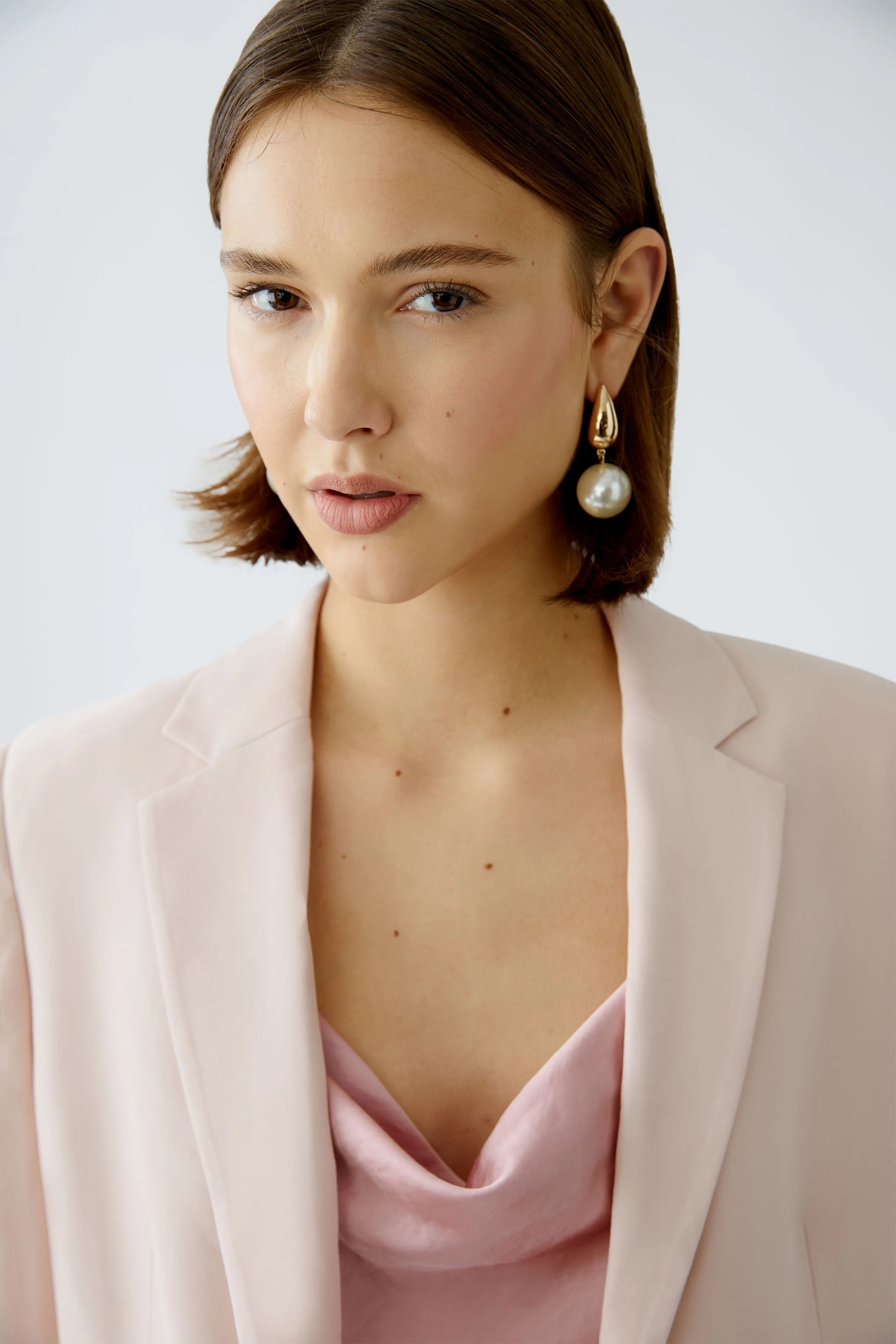 Oui Peach Whip Light Pink Casual Cut Blazer