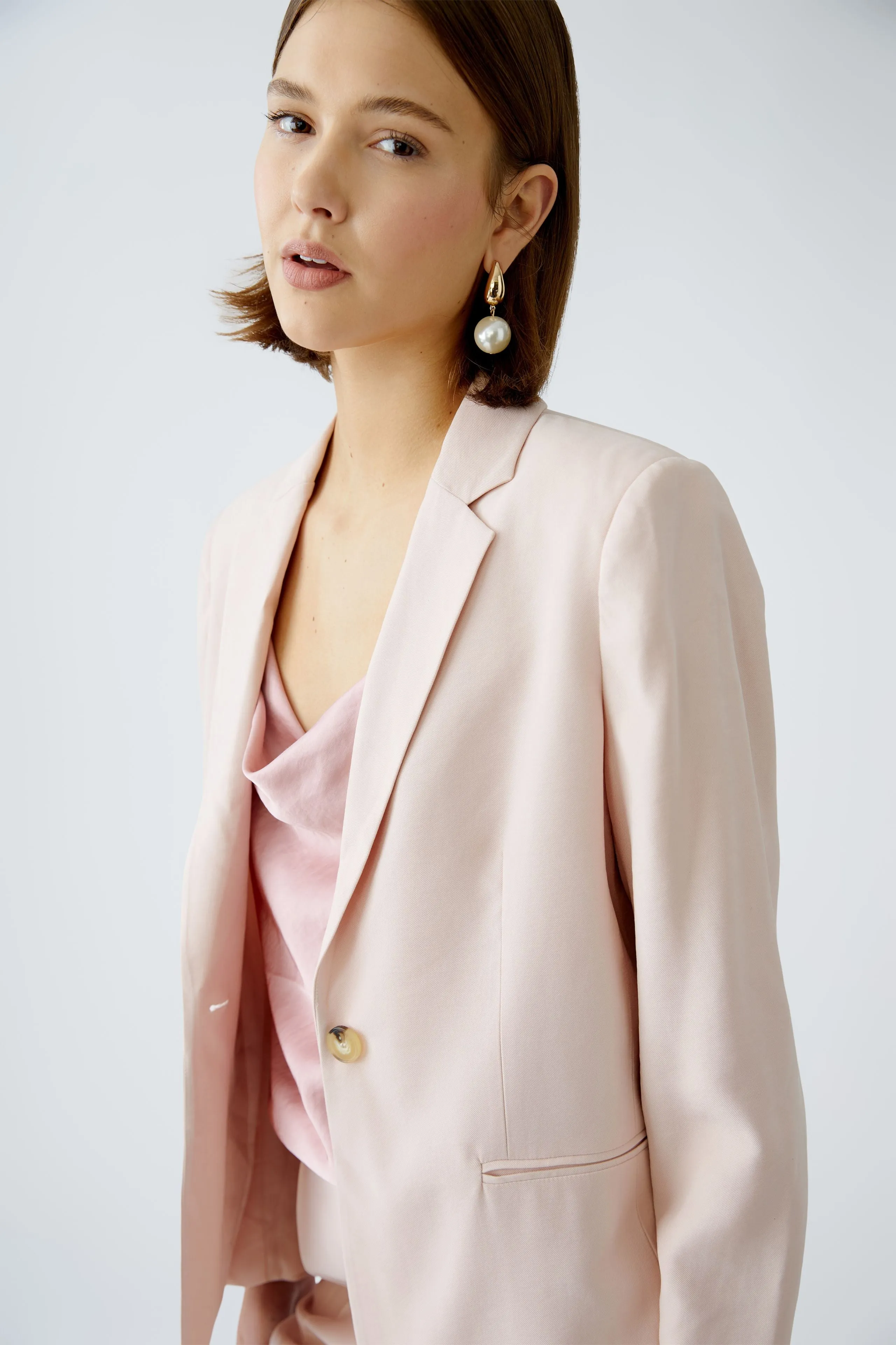 Oui Peach Whip Light Pink Casual Cut Blazer
