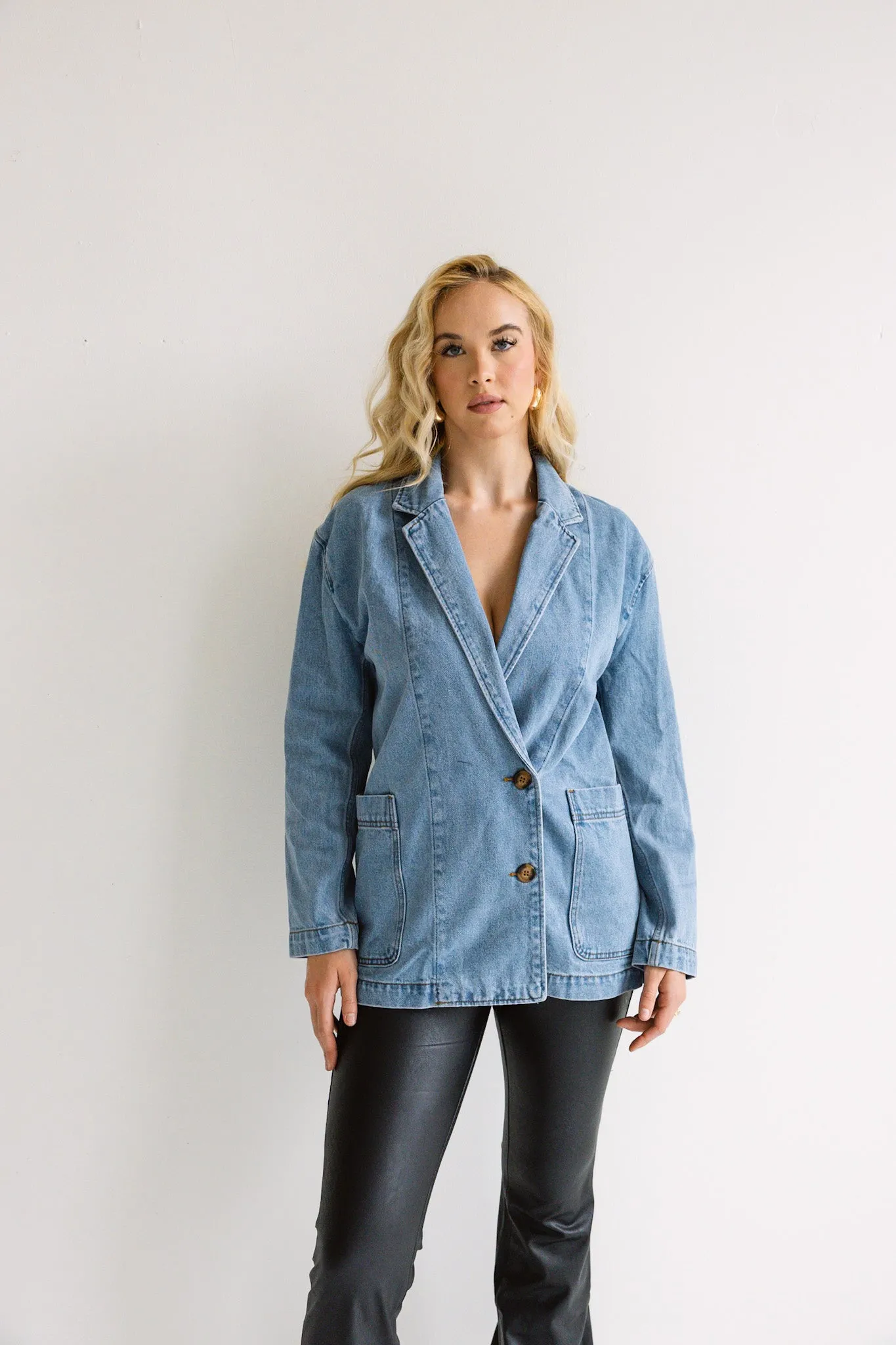 Oversized Denim Blazer-Final Sale
