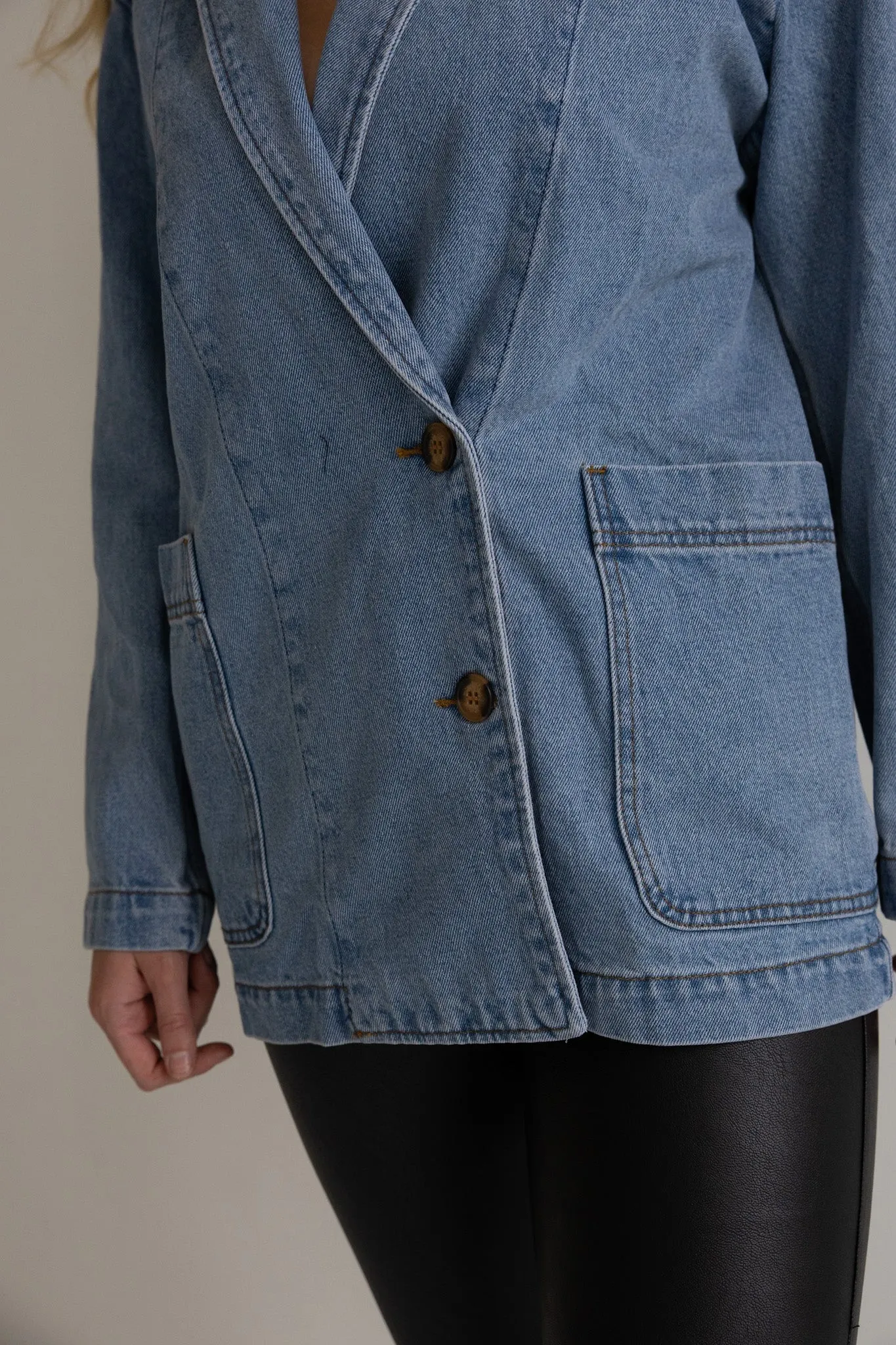 Oversized Denim Blazer-Final Sale