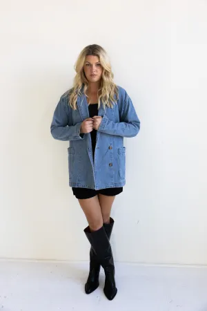 Oversized Denim Blazer-Final Sale
