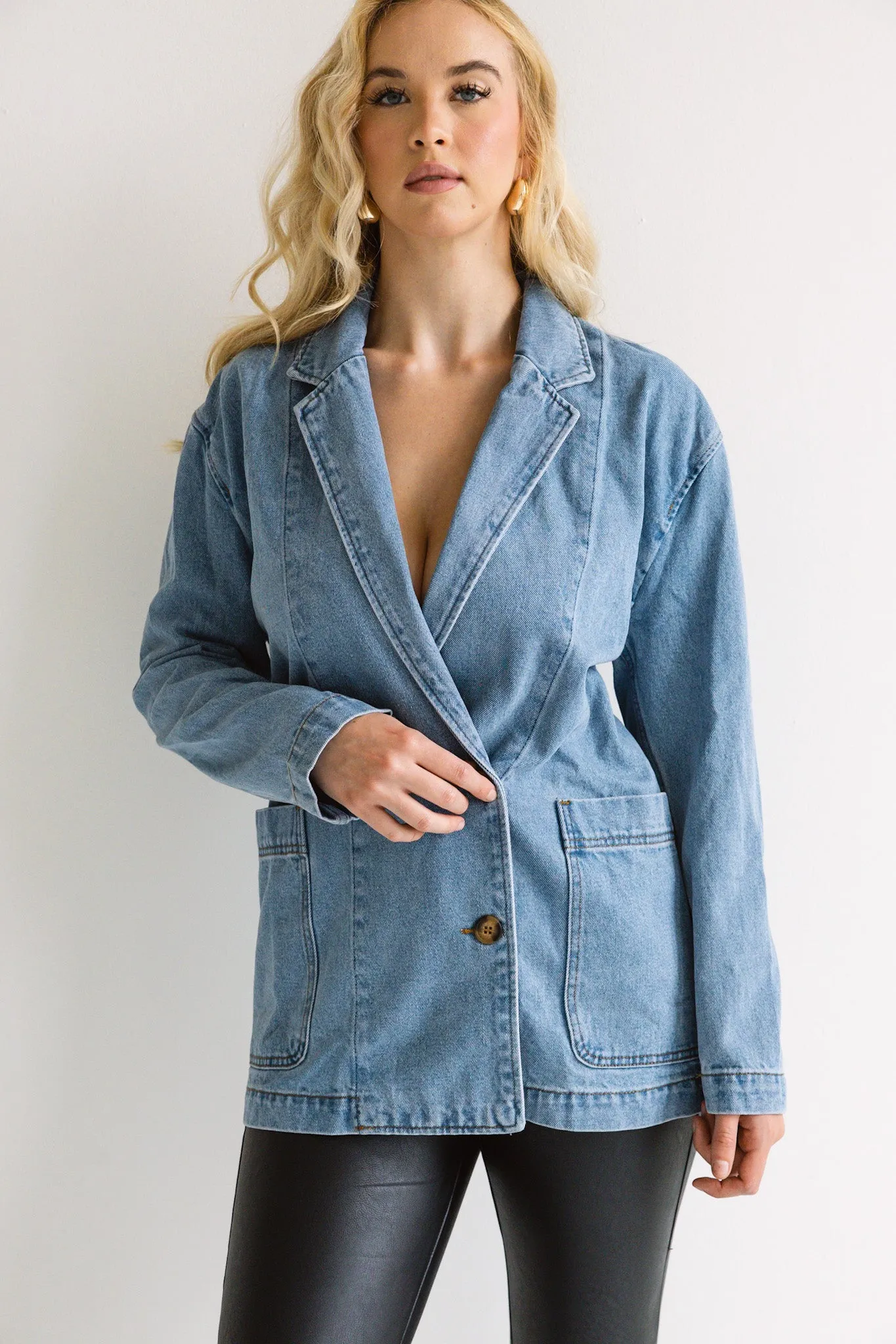 Oversized Denim Blazer-Final Sale