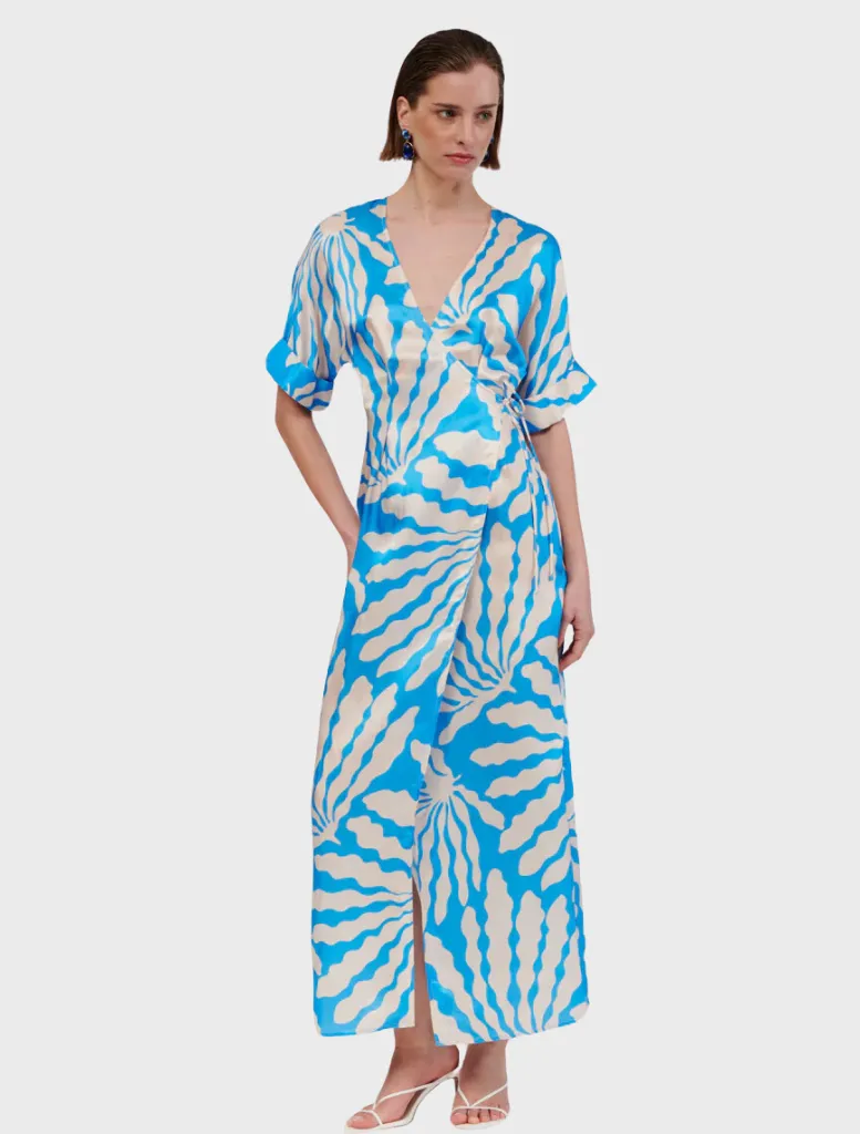 Palma Wrap Maxi Dress - Blue
