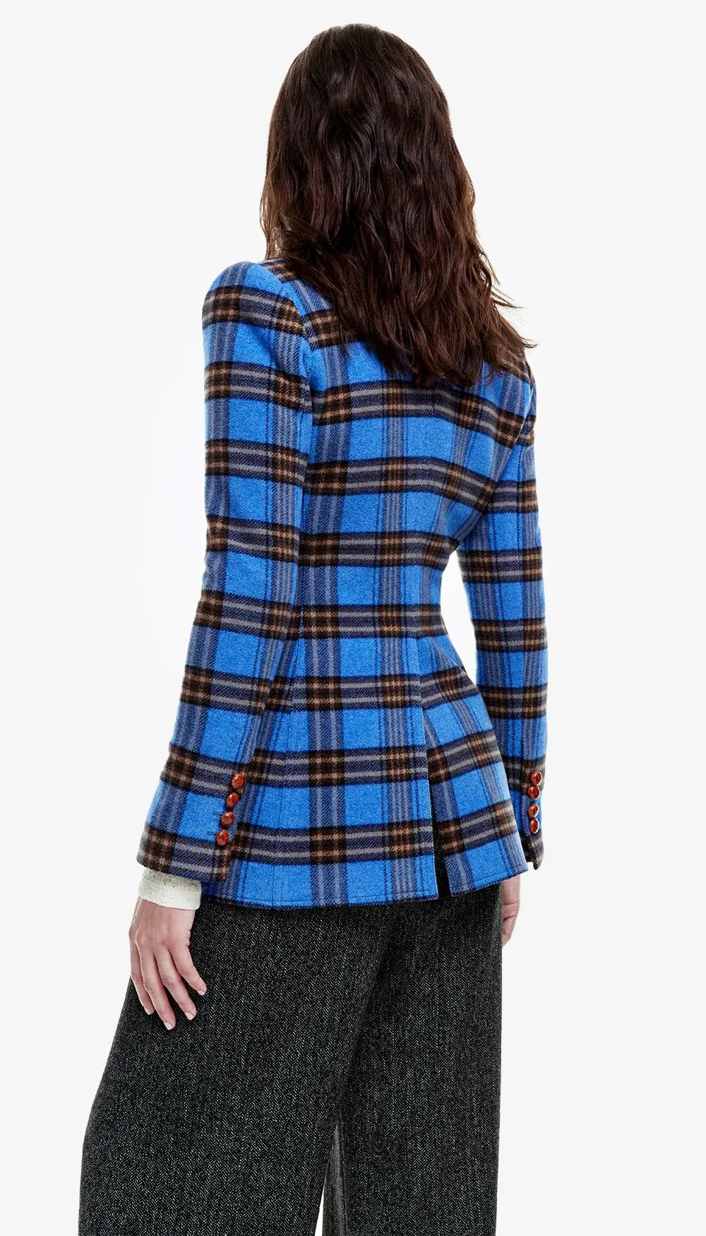 Patch Pocket Birkin Blazer in French Blue Plaid