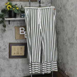 Peace Love World Print Striped Wide Leg Monica Pant Rosemary Stripe Green 2X