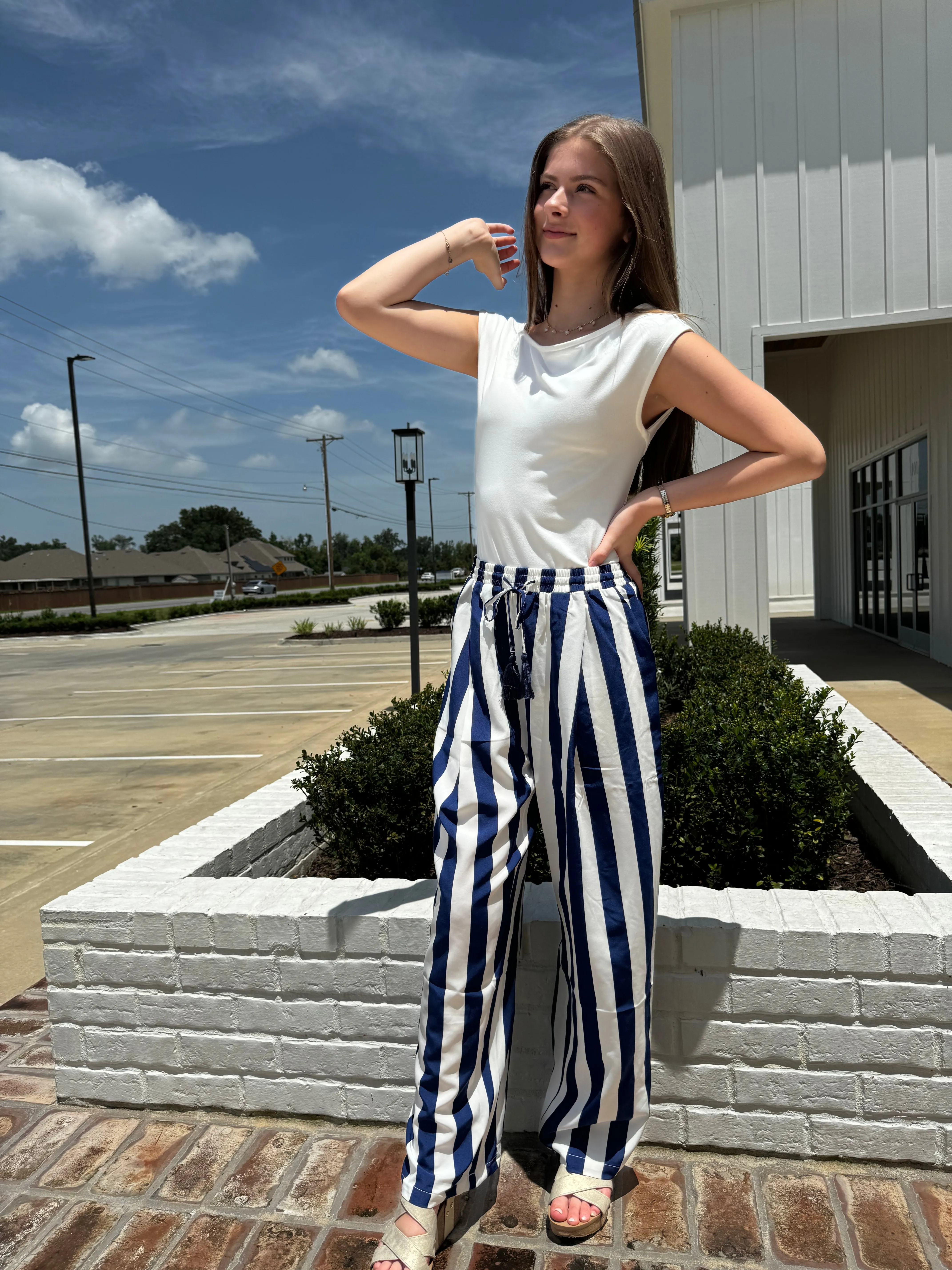 Penny Striped Wide Leg Pants