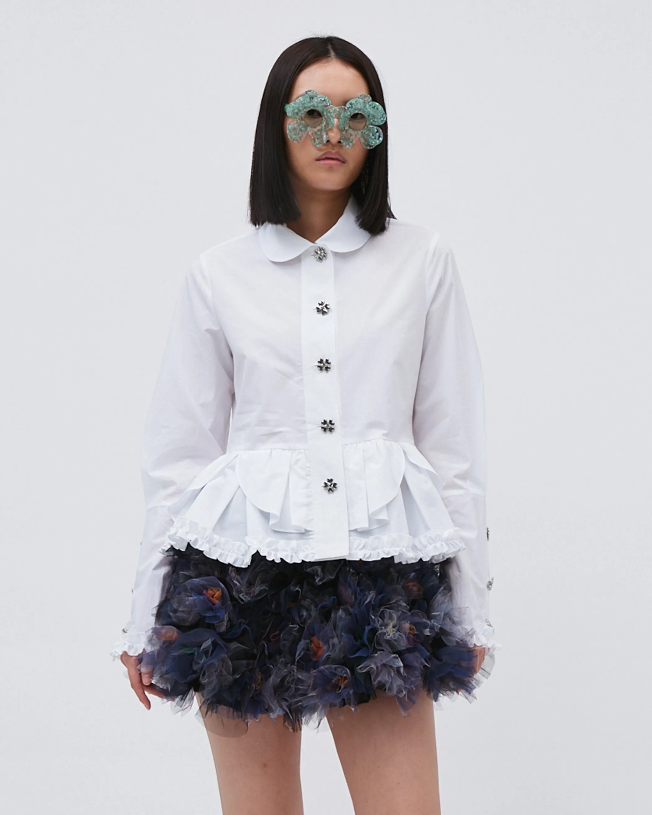 PEPLUM RUFFLE SHIRT