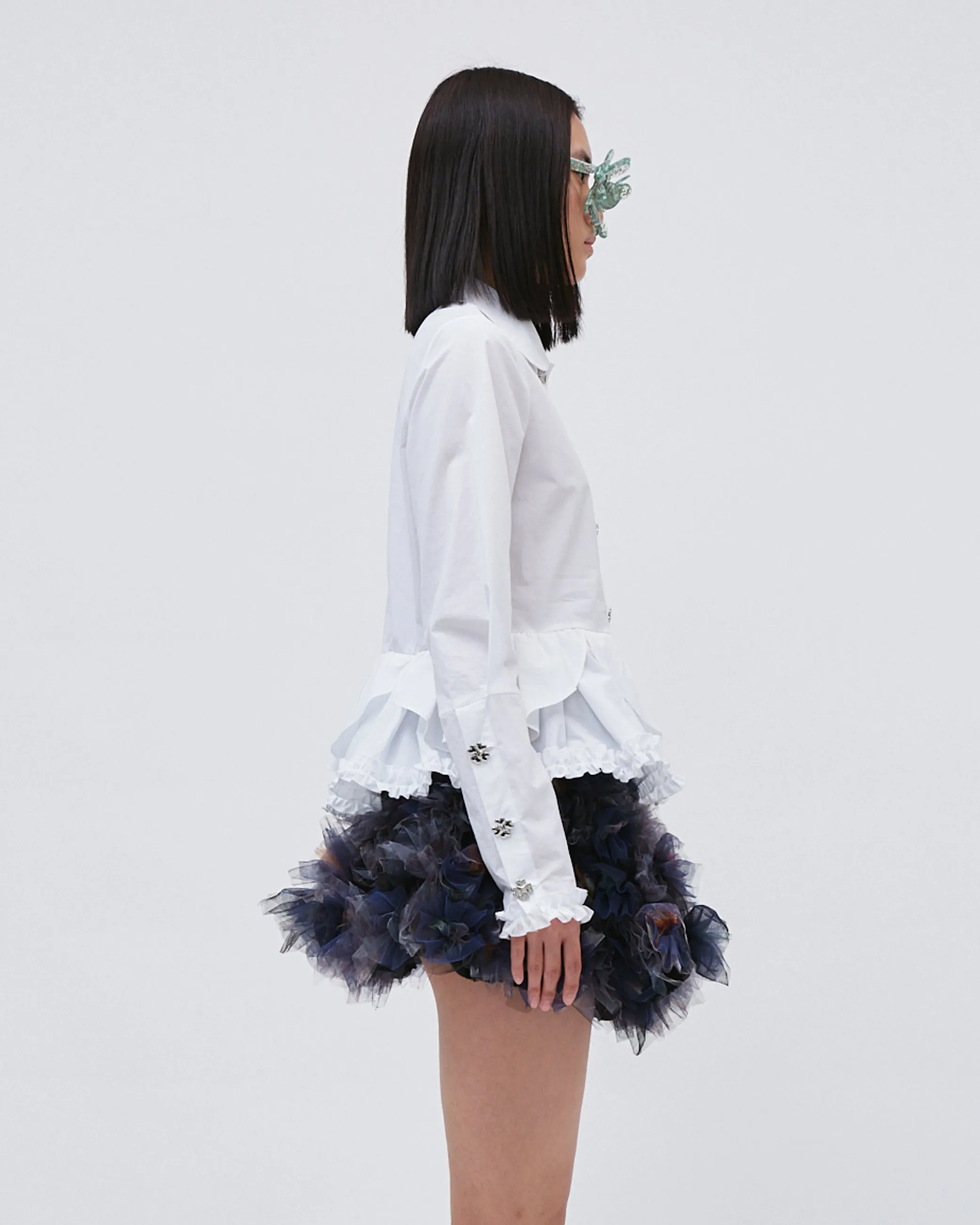 PEPLUM RUFFLE SHIRT