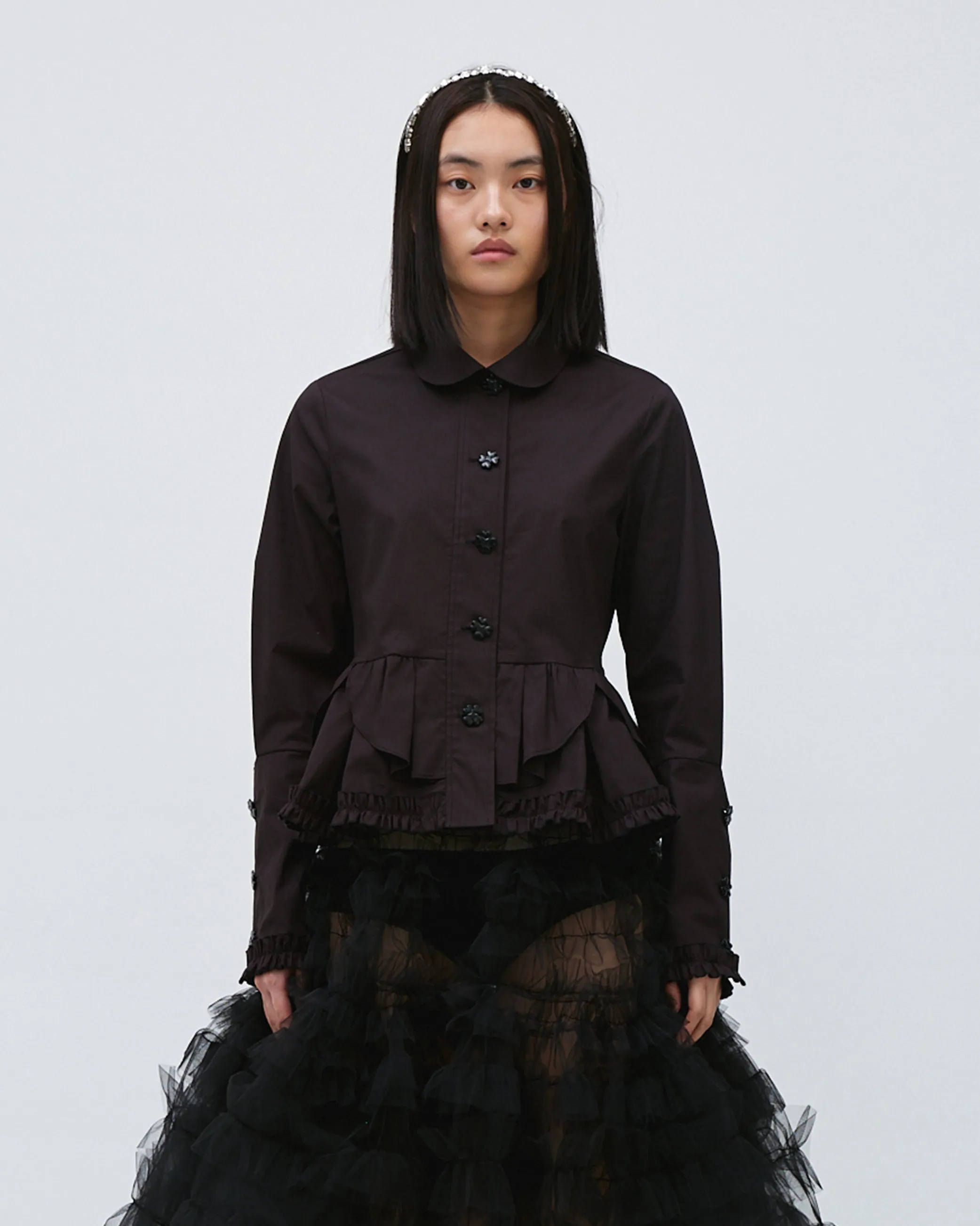 PEPLUM RUFFLE SHIRT