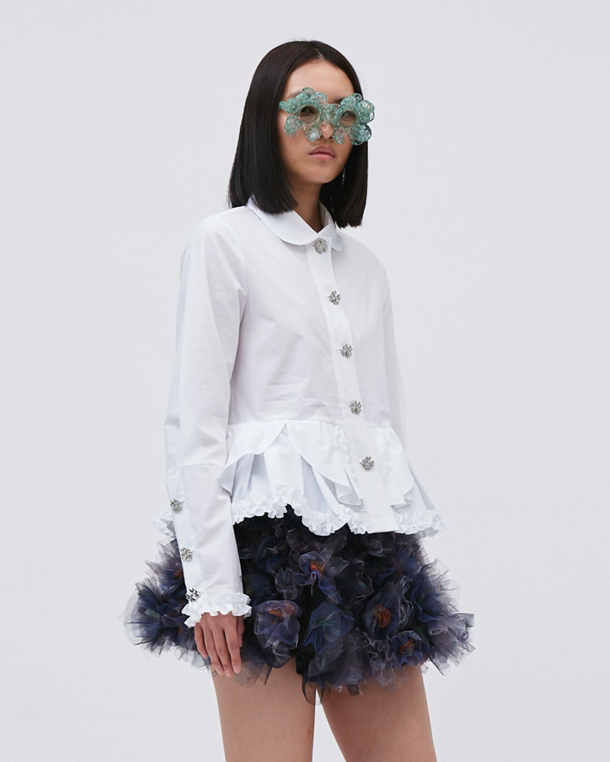 PEPLUM RUFFLE SHIRT