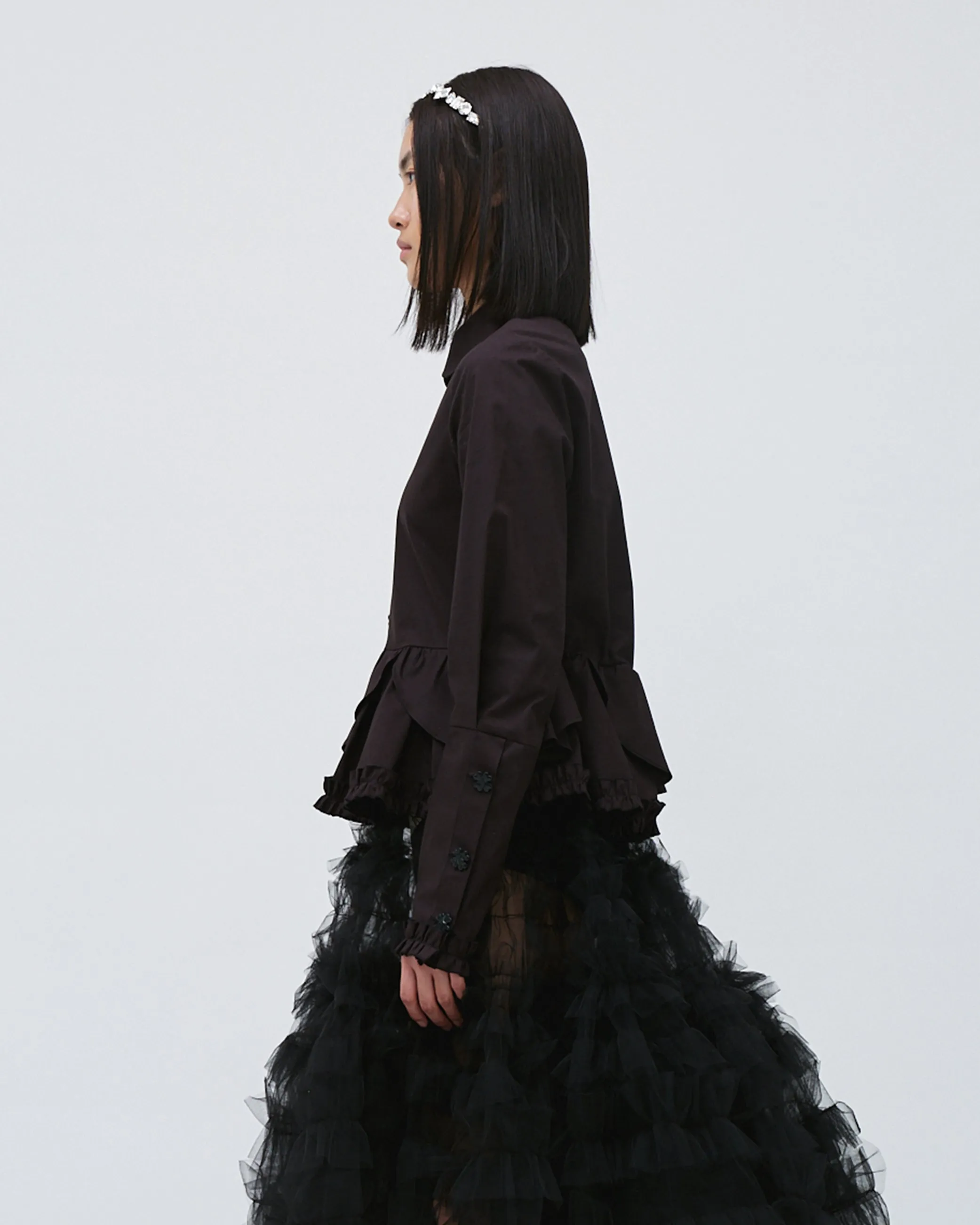 PEPLUM RUFFLE SHIRT