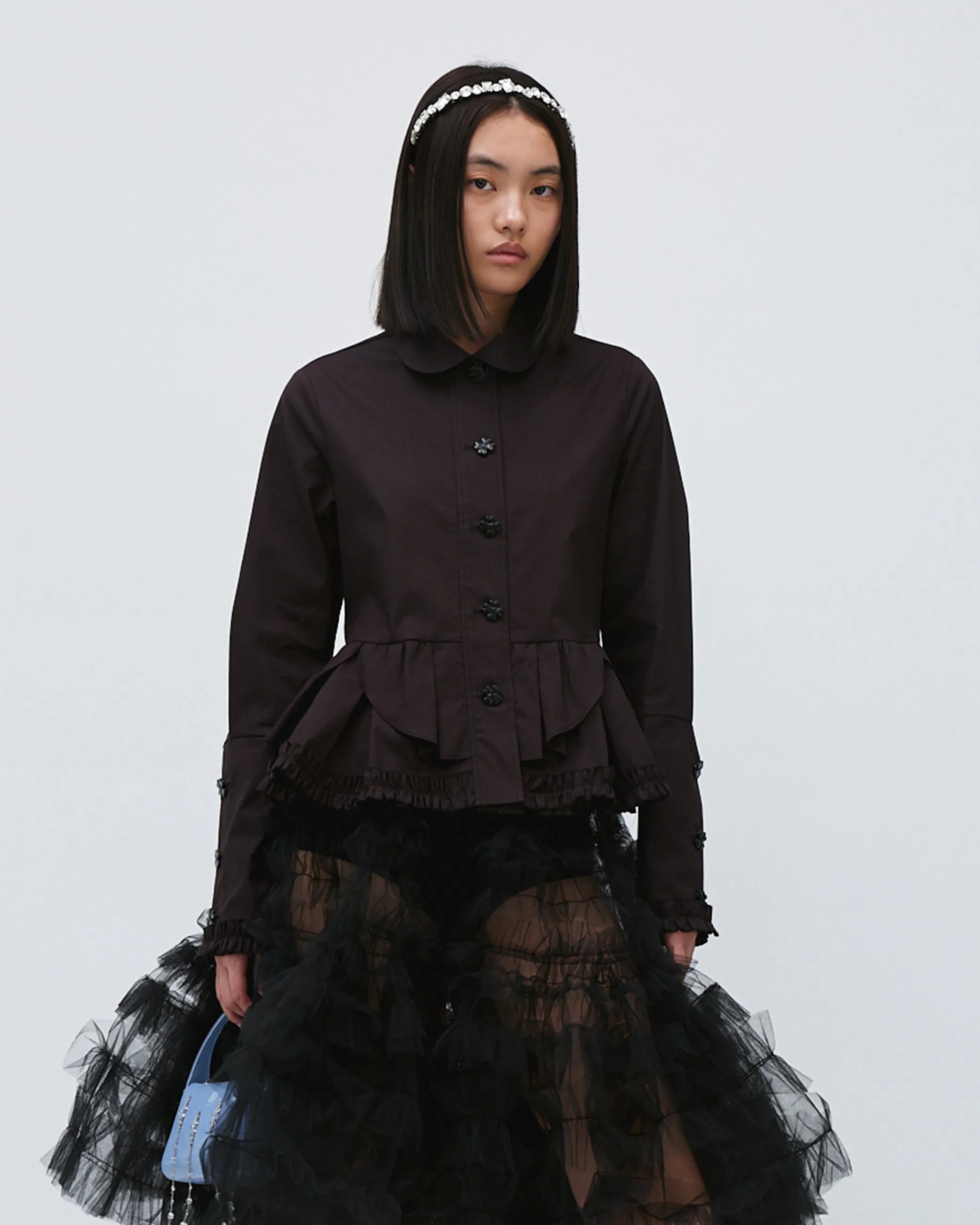 PEPLUM RUFFLE SHIRT