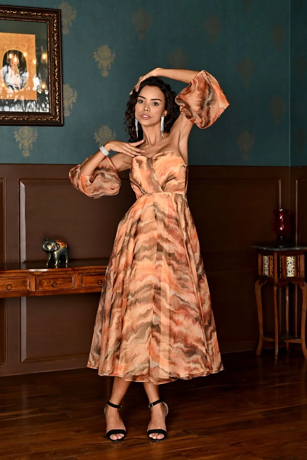 Perfect timing - printed organza midi dress