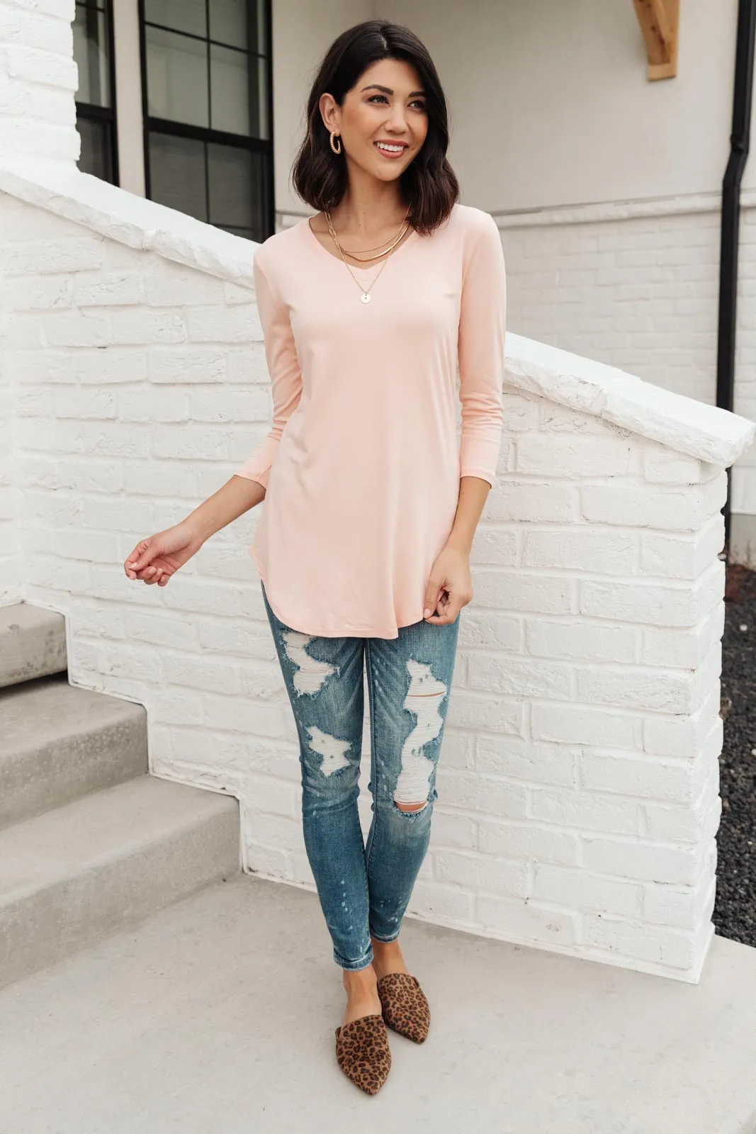 Perfect V Neck in Blush